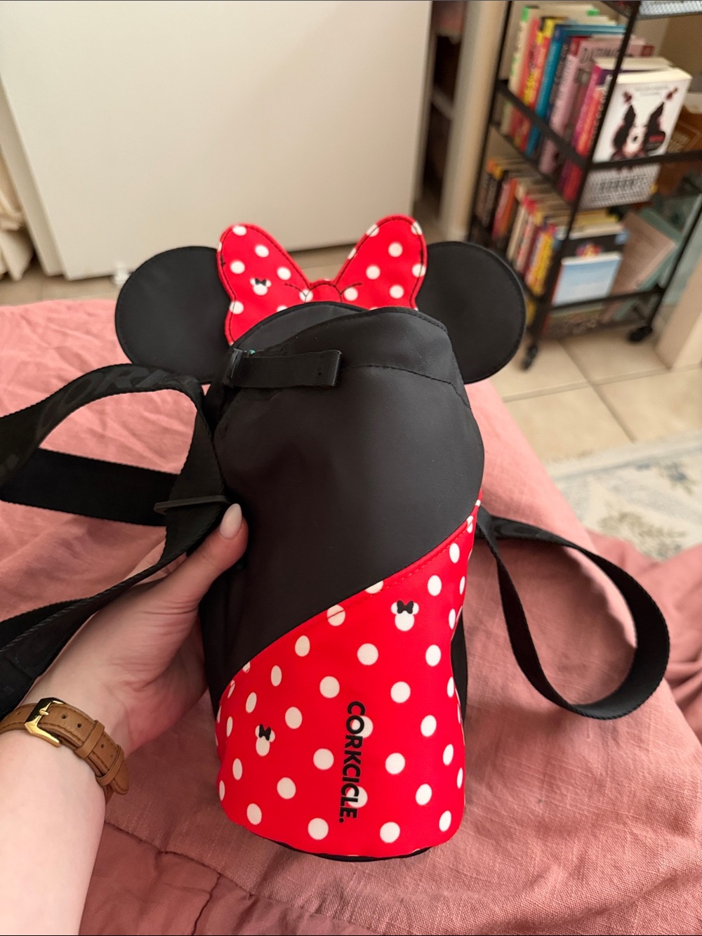 Corkcicle Minnie Mouse Red & Black Polka Dot Bottle Carrier - NWOT